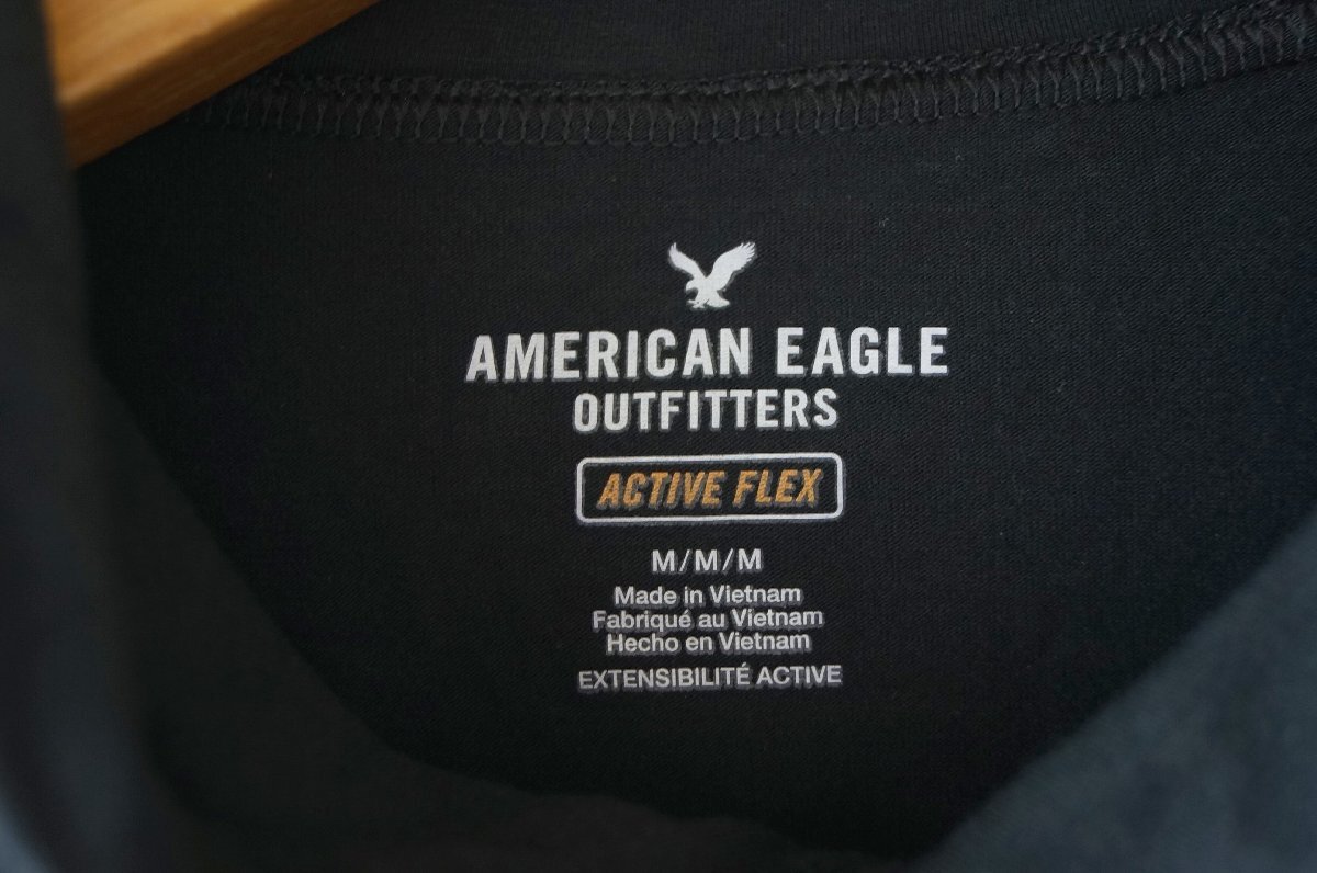 ◆ 未使用タグ付 アメリカンイーグル*アクティブフレックスパーカー 薄手コットン混フードトップス/ 黒 M* 古着のgplus広島 2509t2_画像9