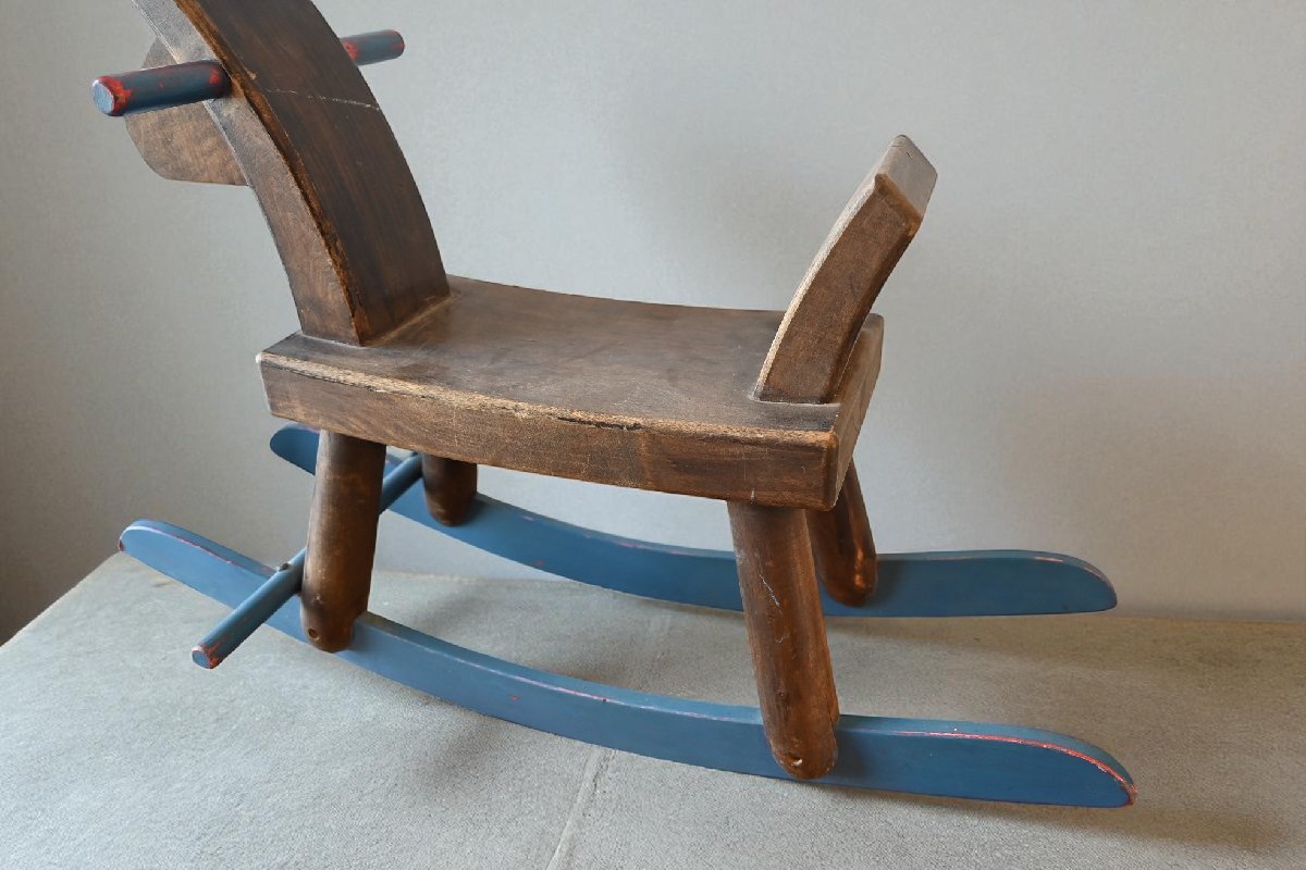 ○可愛い木馬　木製のロッキンホース　青ペイント　素朴な風合い　レトロ　シャビー　ヴィンテージ　古道具のgplus広島 2509i_画像5