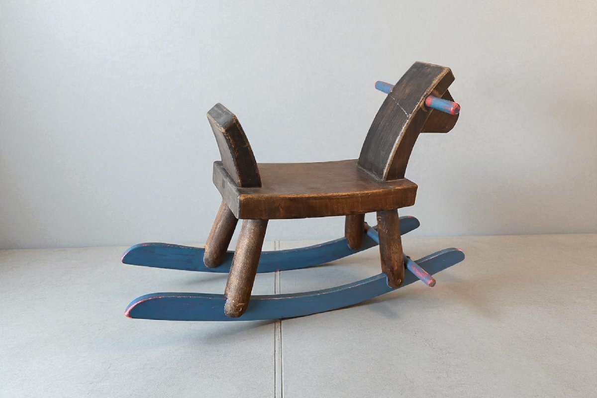 ○可愛い木馬　木製のロッキンホース　青ペイント　素朴な風合い　レトロ　シャビー　ヴィンテージ　古道具のgplus広島 2509i_画像7