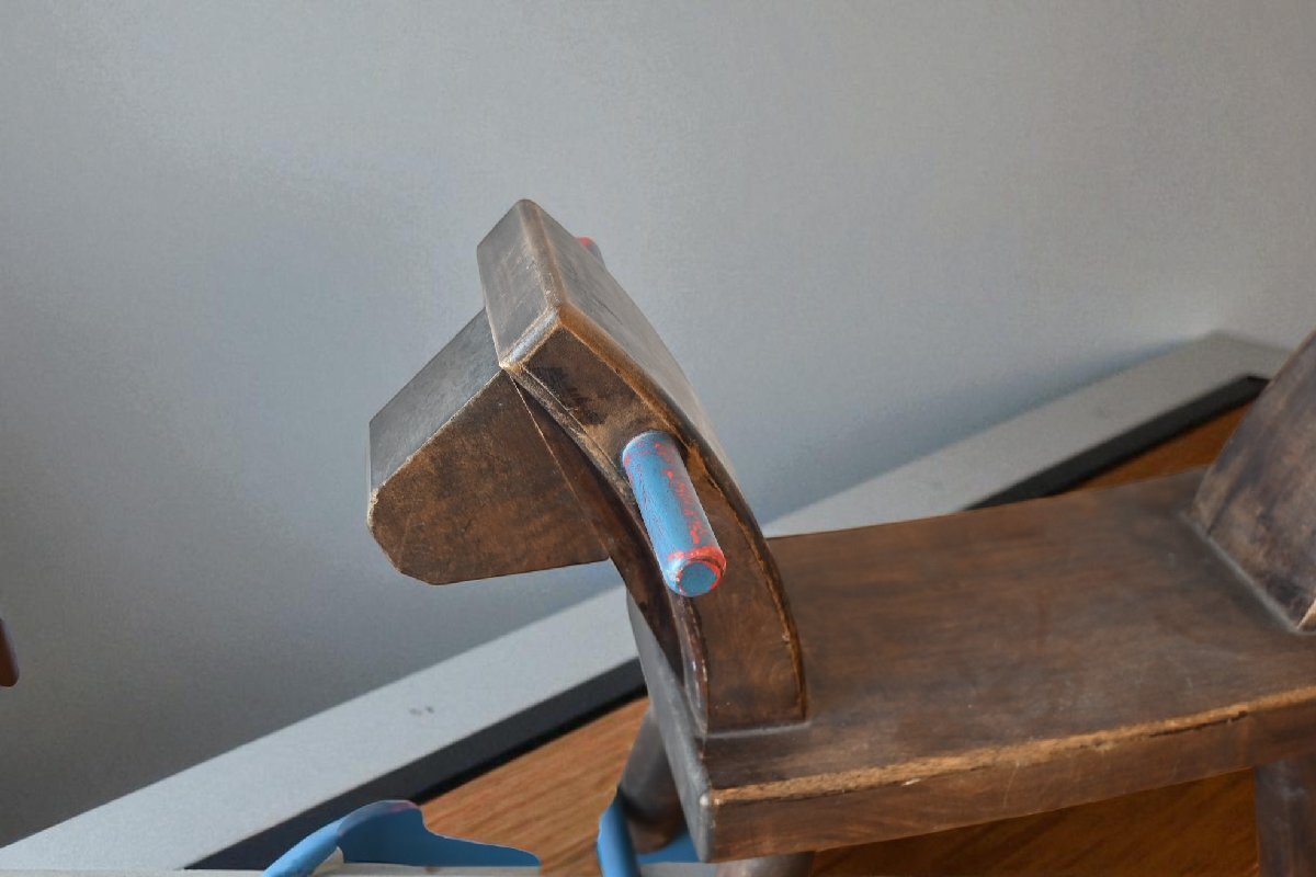 ○可愛い木馬　木製のロッキンホース　青ペイント　素朴な風合い　レトロ　シャビー　ヴィンテージ　古道具のgplus広島 2509i_画像3