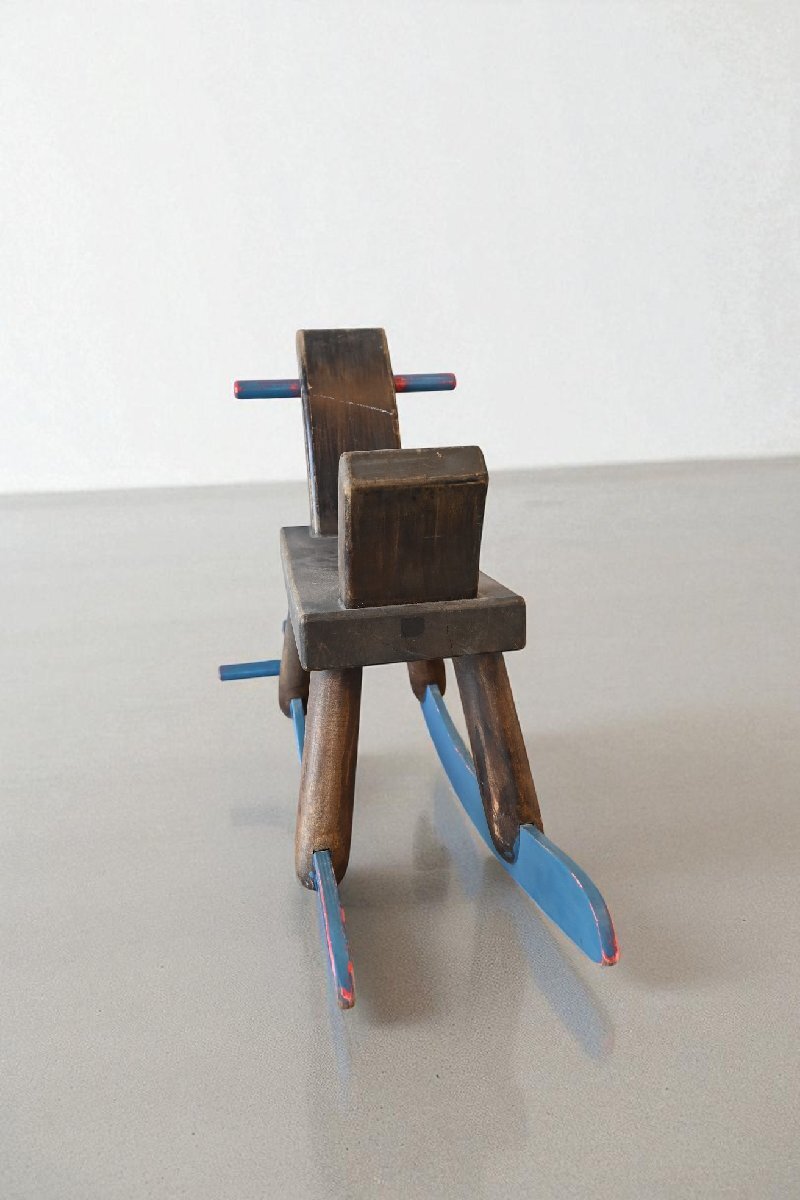 ○可愛い木馬　木製のロッキンホース　青ペイント　素朴な風合い　レトロ　シャビー　ヴィンテージ　古道具のgplus広島 2509i_画像6