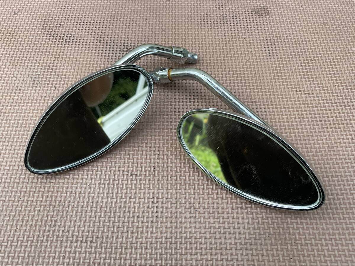 【中古】汎用メッキミラー 左右セット 中型、大型バイク用 現状品_画像1