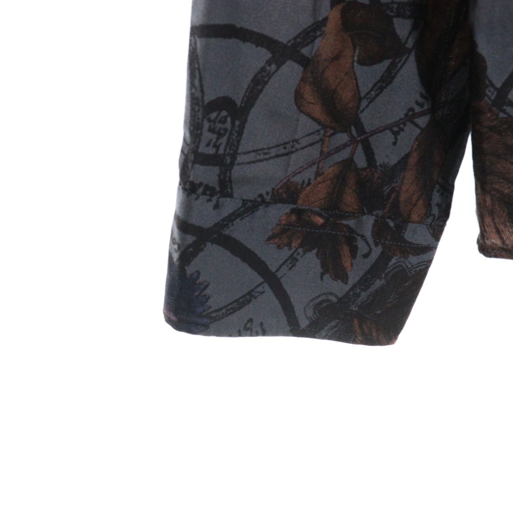 ETRO エトロ ペイズリー リーフ 総柄プリント 比翼ボタン コットン ロングスリーブ 長袖シャツ グレー 192-1K819-5787_画像5