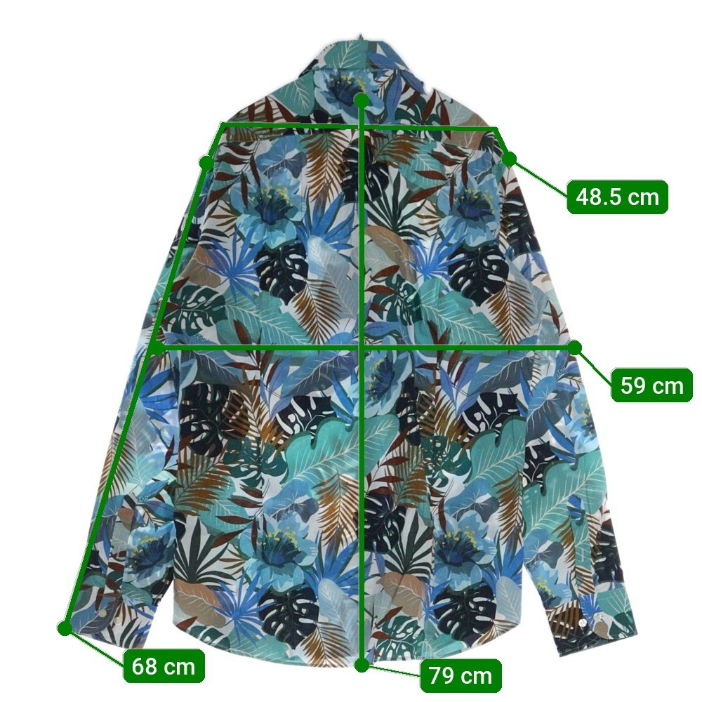 ETRO エトロ ハワイアン アロハ 総柄プリント コットン ロングスリーブ 長袖シャツ ブルー 221-13190-4759_画像9