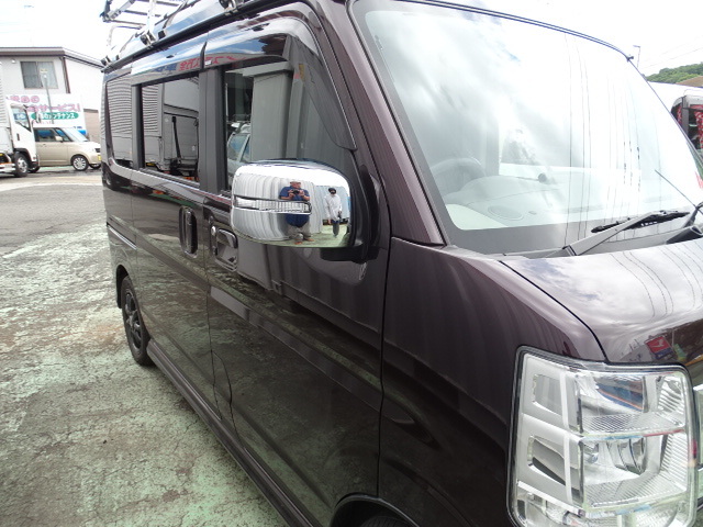 スズキ エブリィワゴン　DA１７W 専用設(shè)計(jì) ドアミラーウィンカー付き ミラーカバー 左右 鏡面メッキ　高級(jí)感アップ 貼り付けかんたん裝著！