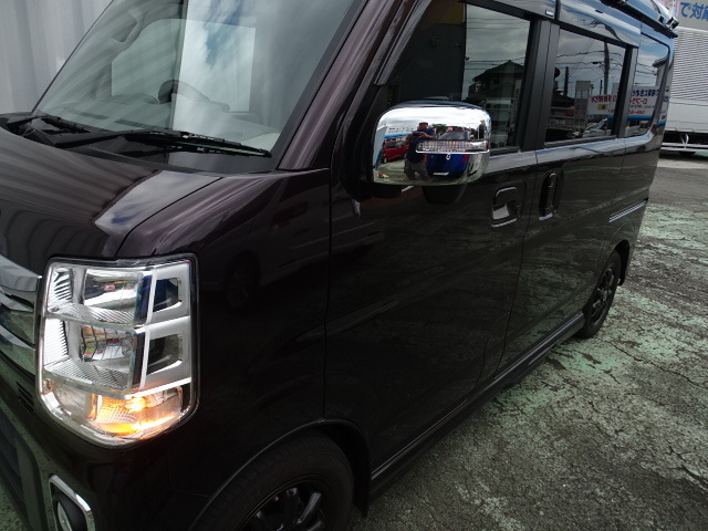 スズキ エブリィワゴン　DA１７W 専用設(shè)計(jì) ドアミラーウィンカー付き ミラーカバー 左右 鏡面メッキ　高級(jí)感アップ 貼り付けかんたん裝著！