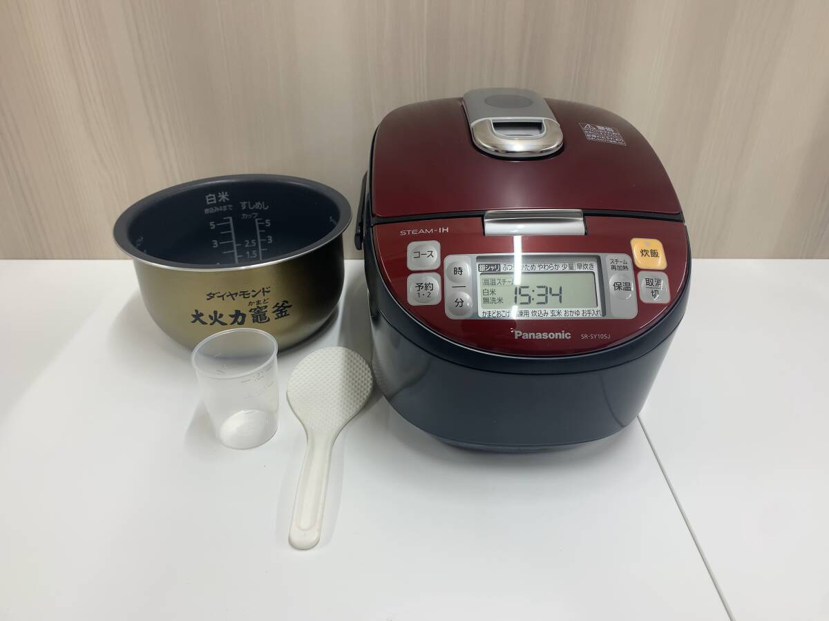 【美品】Panasonic パナソニック スチーム IH ジャー 炊飯器 SR-SY105J STEAM-IH 生活家電 ダイヤモンド 大火力竈釜 F250930_画像1