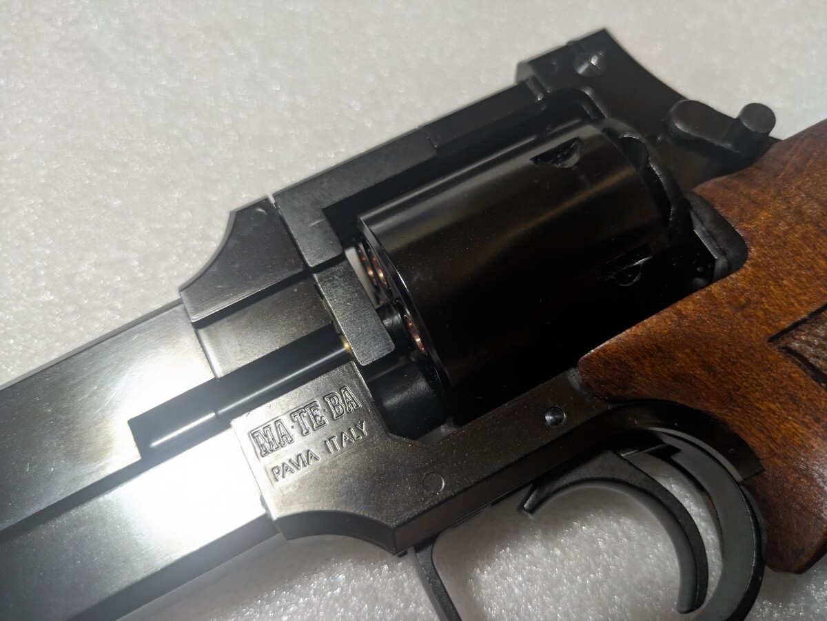 マルシン MATEBA マテバリボルバー Wディープブラック マテバ 6インチ 木製グリップ仕様 6mmBB ガス漏れのためジャンク_画像3