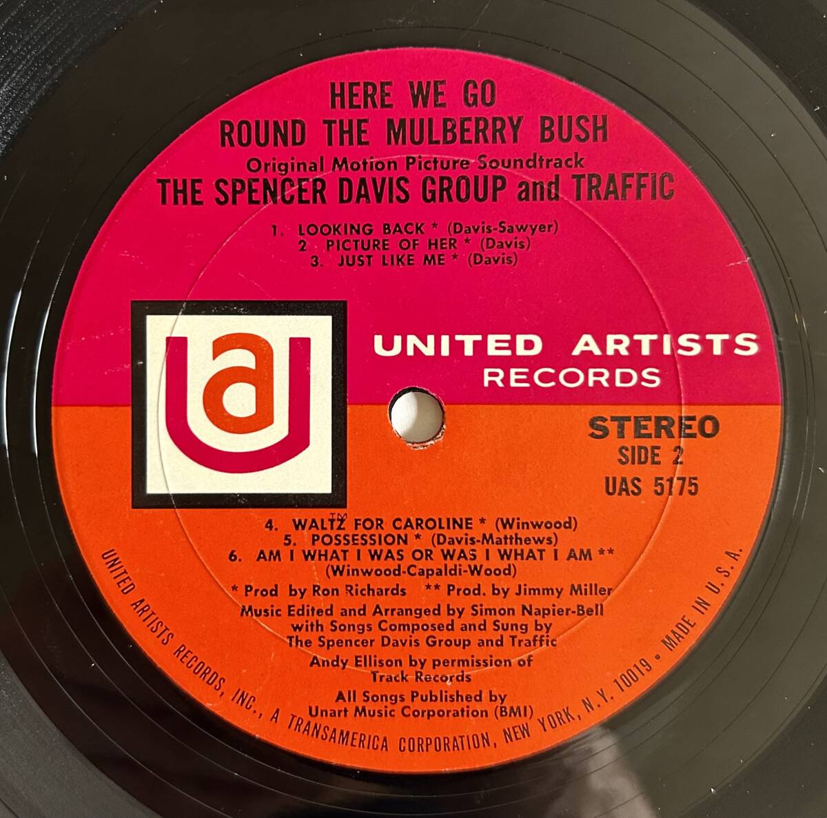 【米LP Orig.】HERE WE GO 'ROUND THE MULBERRY BUSH OST United Artists UAS-5175 The Spencer Davis Group Traffic US盤★茂みの中の欲望_画像5