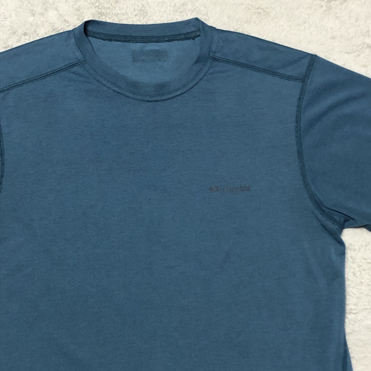 Columbia コロンビア ロゴプリント 半袖Tシャツ カットソー クールネック ポリエステル グリーン Mサイズ相当