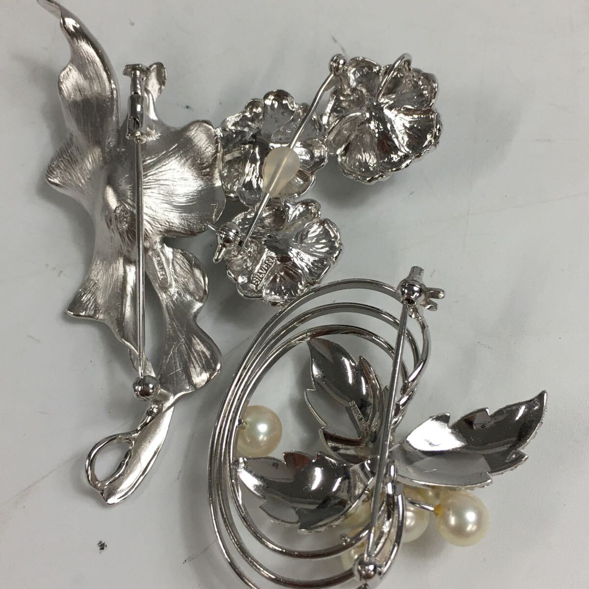 ★F08141/ブローチ/パール/金具 SILVER/総重量 約182g/まとめて/計(jì)18點(diǎn)セット