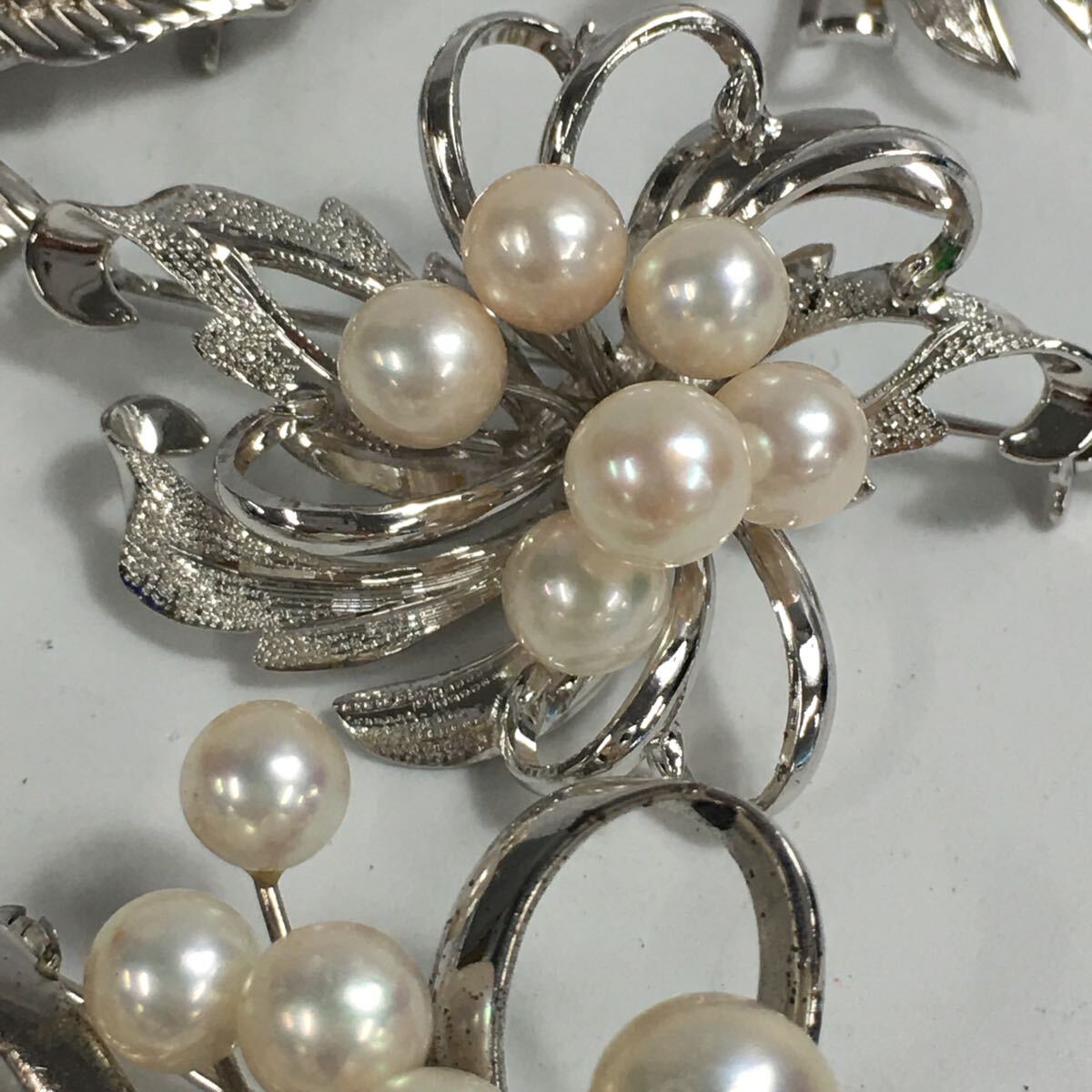 ★F08141/ブローチ/パール/金具 SILVER/総重量 約182g/まとめて/計(jì)18點(diǎn)セット