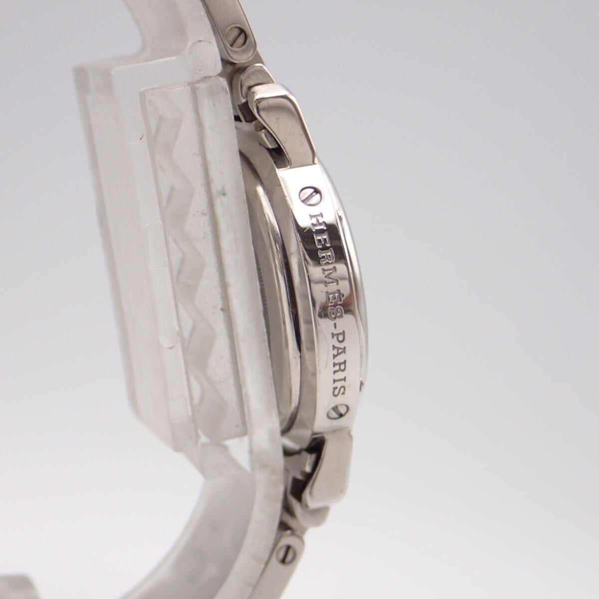 お08159/HERMES エルメス/クリッパー/クオーツ/レディース腕時計/數字/文字盤 ピンクシェル/CL4.210/ジャンク