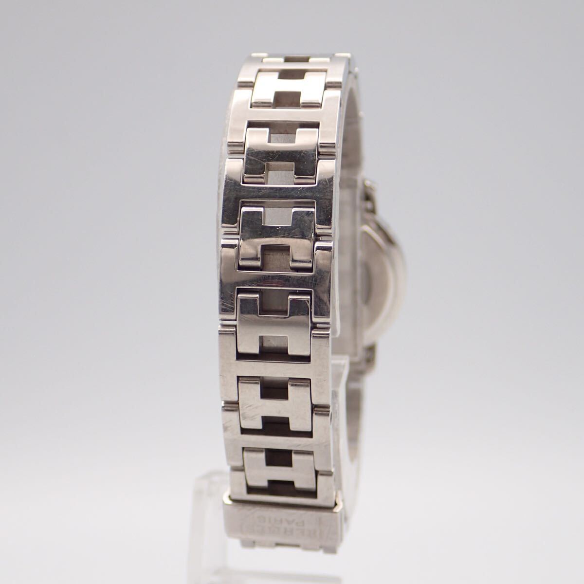 お08159/HERMES エルメス/クリッパー/クオーツ/レディース腕時計/數字/文字盤 ピンクシェル/CL4.210/ジャンク