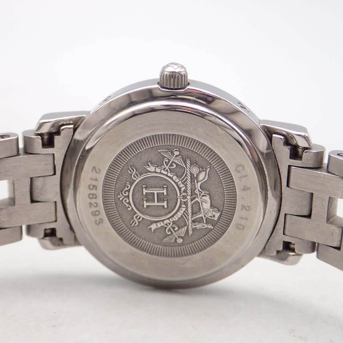 お08159/HERMES エルメス/クリッパー/クオーツ/レディース腕時計/數字/文字盤 ピンクシェル/CL4.210/ジャンク