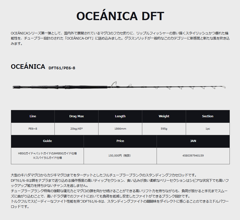 送料無料　リップルフィッシャー　OCEANICA　DFT61/PE6-8　オセアニカ_画像2