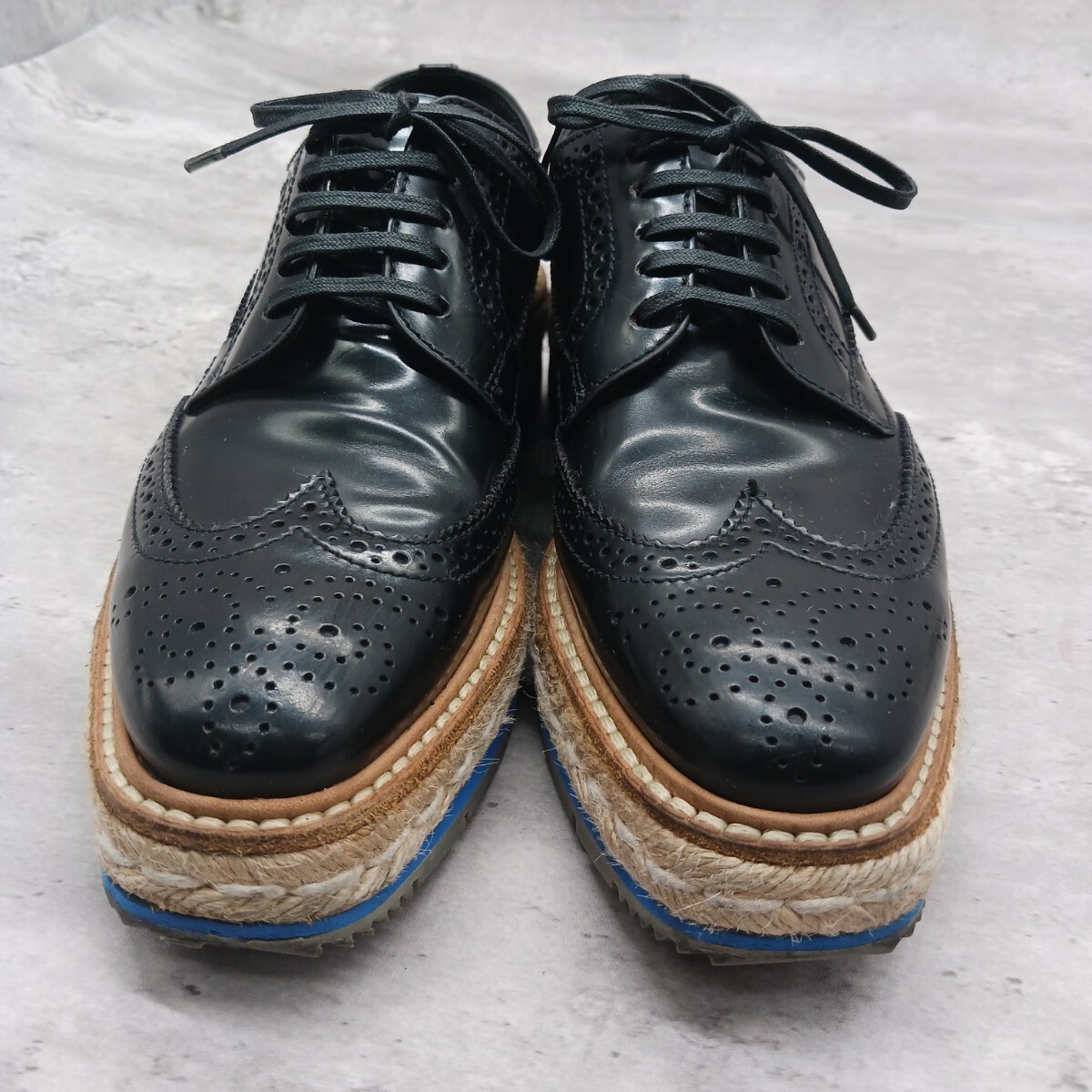 美品 PRADA プラダ エスパドリーユ レースアップ レディース シューズ ブラック 36