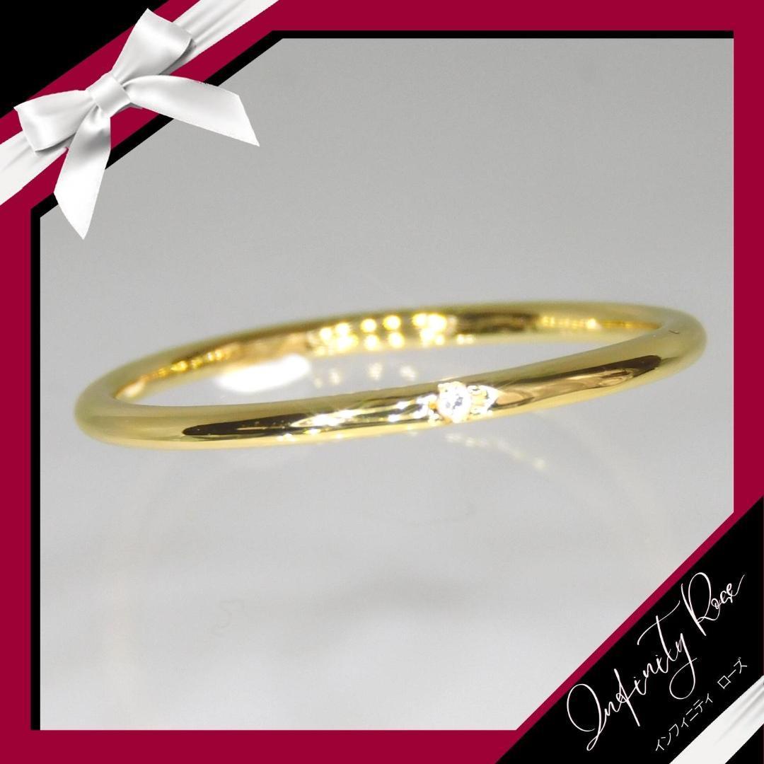 (R009G)16号 18KGPゴールドのシンプル一粒細リング大人の指輪 リング_画像2