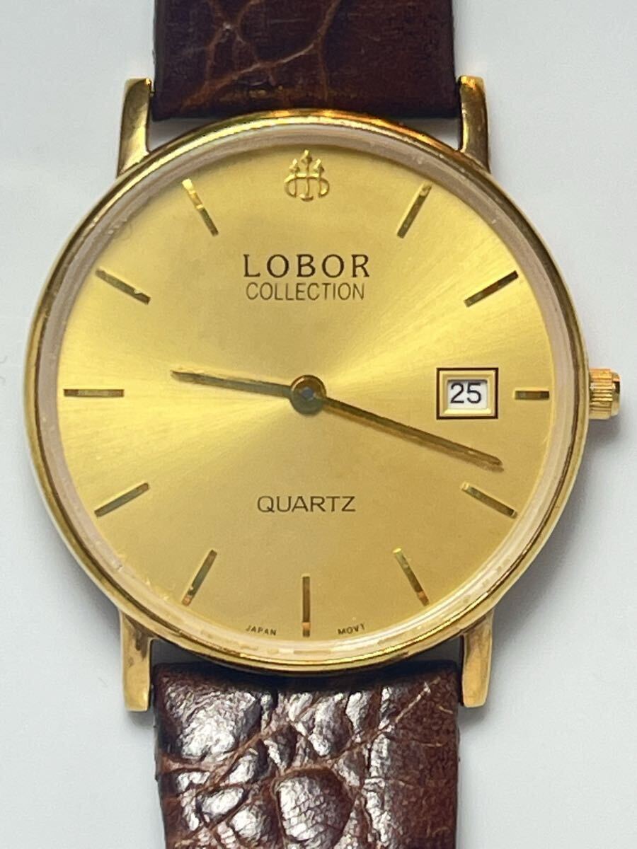 必読商品説明 廃業時計店より LOBOR QUARTZ ロバー 23K GOLD PLATED 中古作動品 電池交換済み