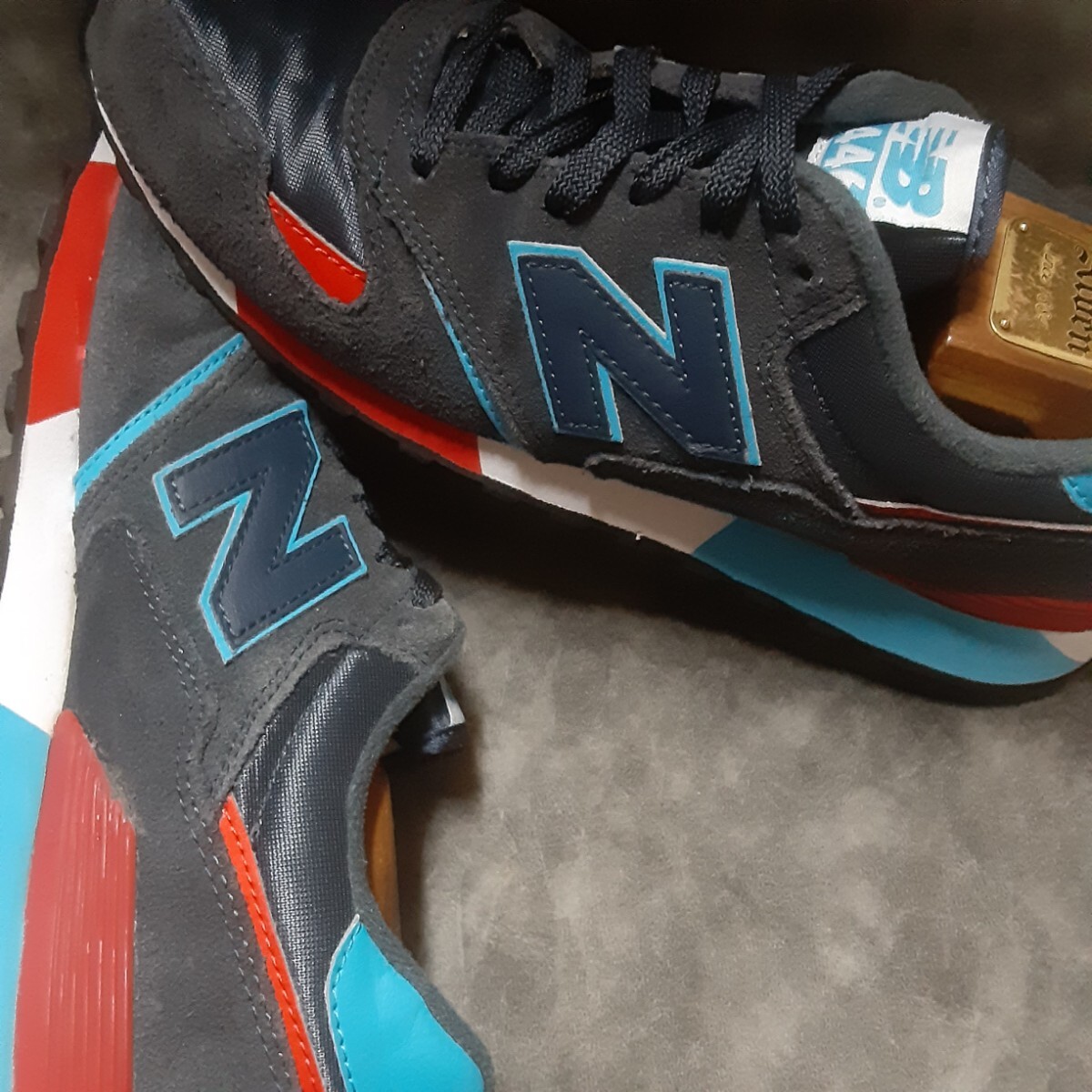 最値!定8712円!名作カレッジカラー!復刻クラシックパッチ!ニューバランス U446 アスリートランニング スニーカー!ネイビー!紺青色白 26.5_画像5