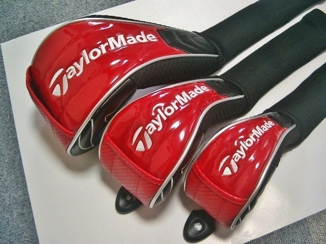 送料込み 未使用 テーラーメイド ステルス・カラー サークルT エナメル素材 赤黒白 1W+FW+UT 3本セット_画像1