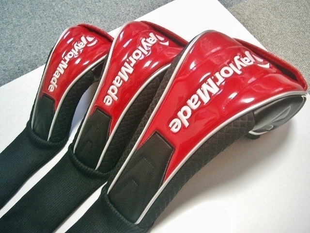 送料込み 未使用 テーラーメイド ステルス・カラー サークルT エナメル素材 赤黒白 1W+FW+UT 3本セット_画像3