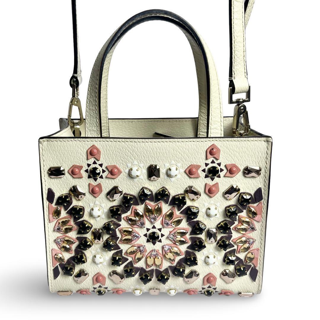 美品 ケイトスペードニューヨーク 花柄ビジュー 2WAY ハンドバッグ_画像1