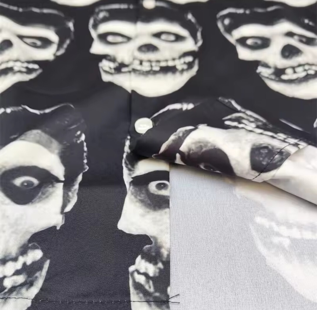 ユニセックス メンズ レディース 半袖 シャツ ハワイアン アロハ ストリート レゲエ スカル 骸骨 ドクロ リーゼント HIPHOP S-XL a6157_画像7