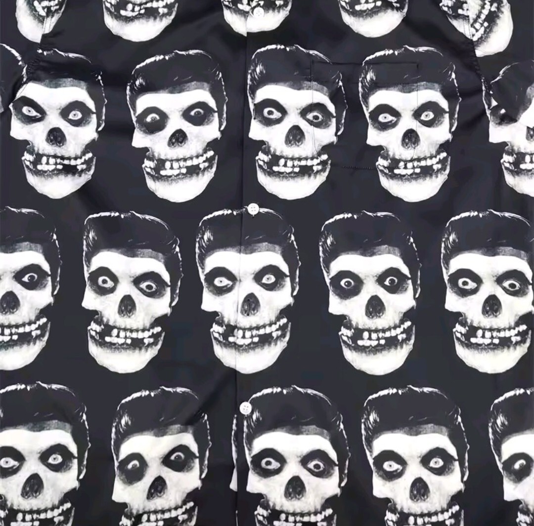ユニセックス メンズ レディース 半袖 シャツ ハワイアン アロハ ストリート レゲエ スカル 骸骨 ドクロ リーゼント HIPHOP S-XL a6157_画像2
