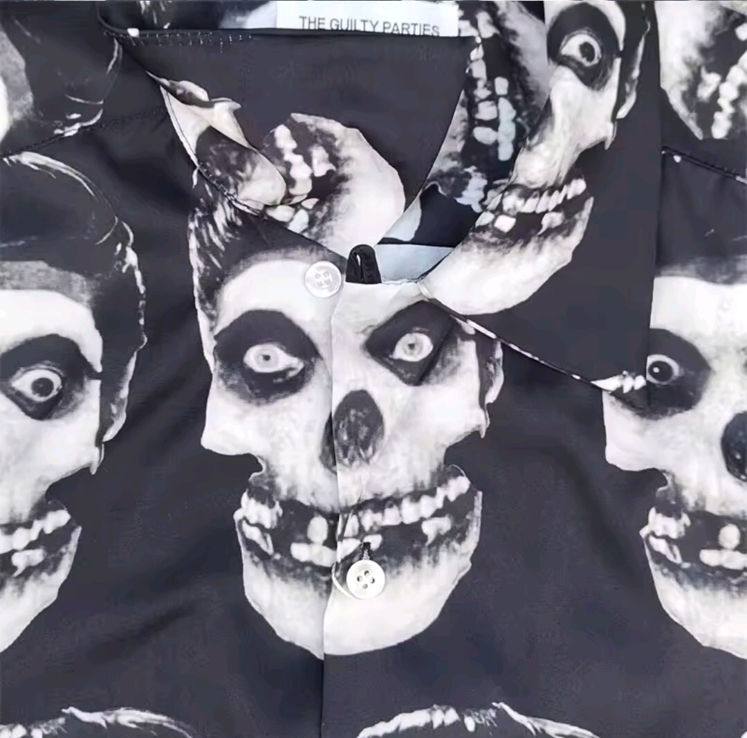 ユニセックス メンズ レディース 半袖 シャツ ハワイアン アロハ ストリート レゲエ スカル 骸骨 ドクロ リーゼント HIPHOP S-XL a6157_画像5