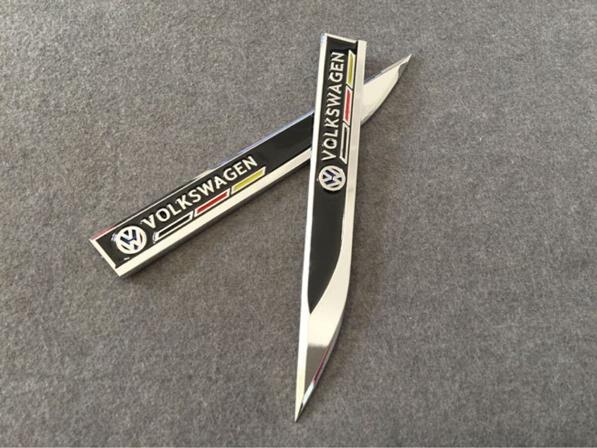 フォルクスワーゲン VOLKSWAGEN 車のステッカーフェンダー エンブレム 3D 金属製 装飾 2個入り 自動車部品 ブラック_画像3