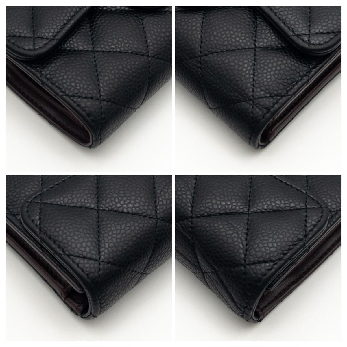 【極美品】CHANEL タイムレスクラシック 三つ折り財布 マトラッセ 黒_画像7