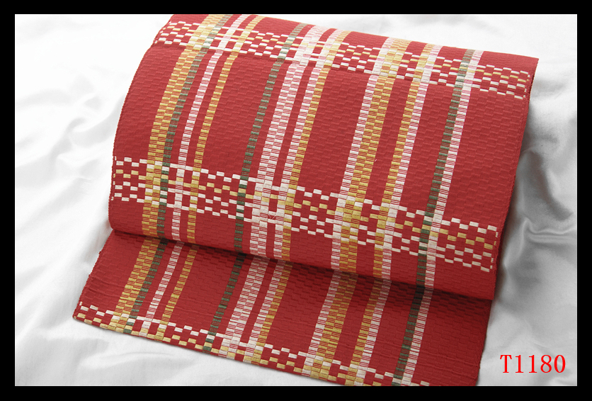 蔵【T1180】厳選美品　間道紋　紅海老茶色地　気品豊かに　正絹高級美術名古屋帯　◇検簪着物袋帯和装小物帯締め_画像2