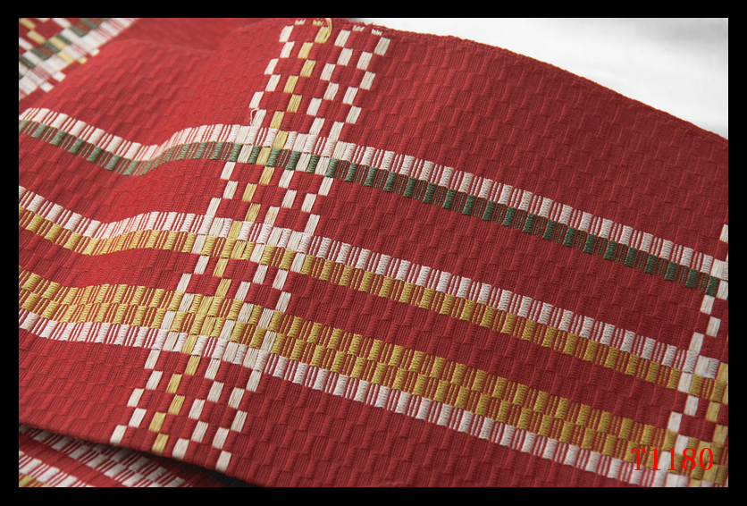 蔵【T1180】厳選美品　間道紋　紅海老茶色地　気品豊かに　正絹高級美術名古屋帯　◇検簪着物袋帯和装小物帯締め_画像8