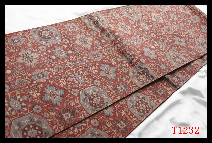 蔵【T1232】厳選美品　壁画紋　紅鳶色地　気品豊かに　正絹全通高級美術京袋帯　◇検簪着物袋帯和装小物帯締め_画像8