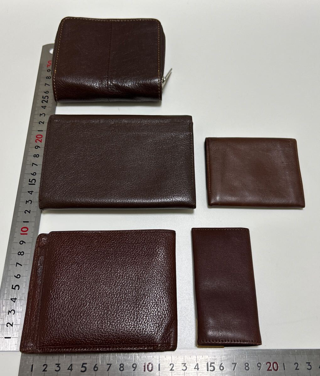 ◆ブラウン系 折り財布&小物 本革 5点SET◆ BURBERRY バーバリー UNTITLED ヴァレンチノ ハッシュパピー 等【送料無料】0901_画像2