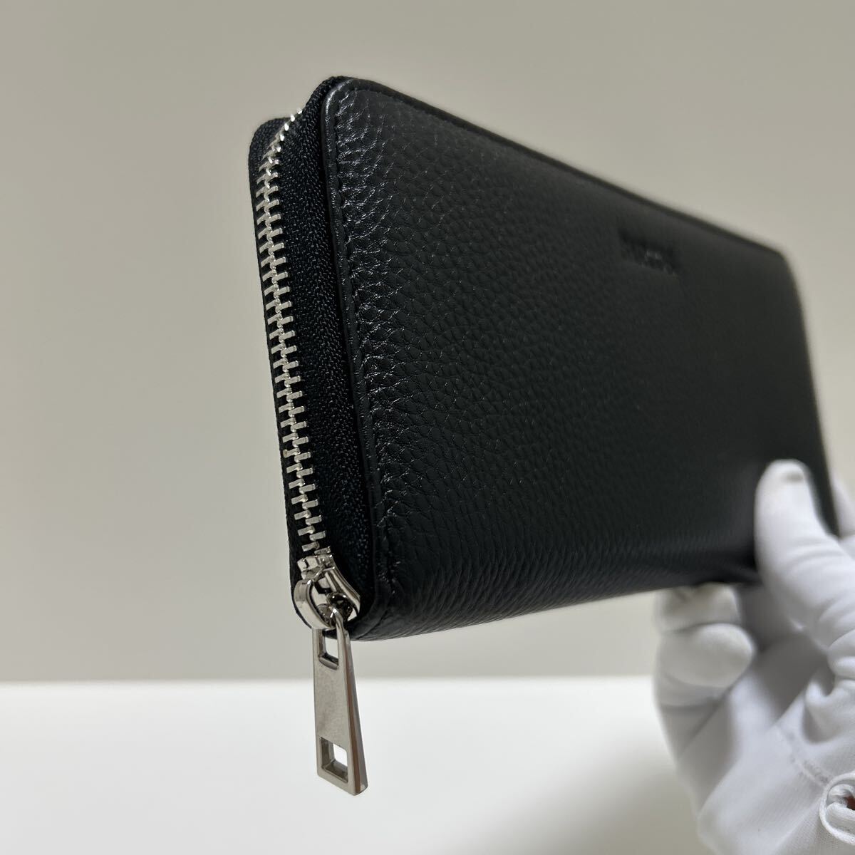 ☆美品☆ ◆BARCOS バルコス　ラウンドジップ長財布　ブラック◆　本革　シュリンクレザー　小銭入れ有　シルバー金具 【送料無料】0902_画像5