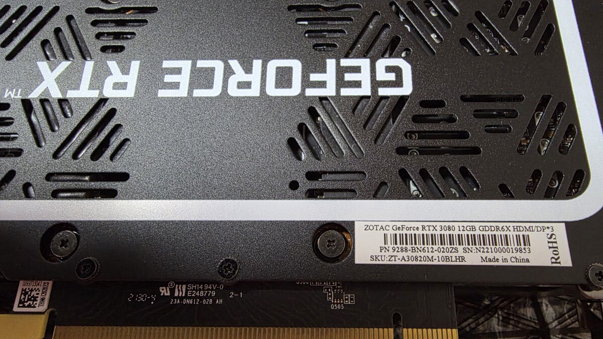 zotac NVIDIA GeForce RTX 3080 12GB 中古品動作確認済み　ZT-A30820M-10BLHR