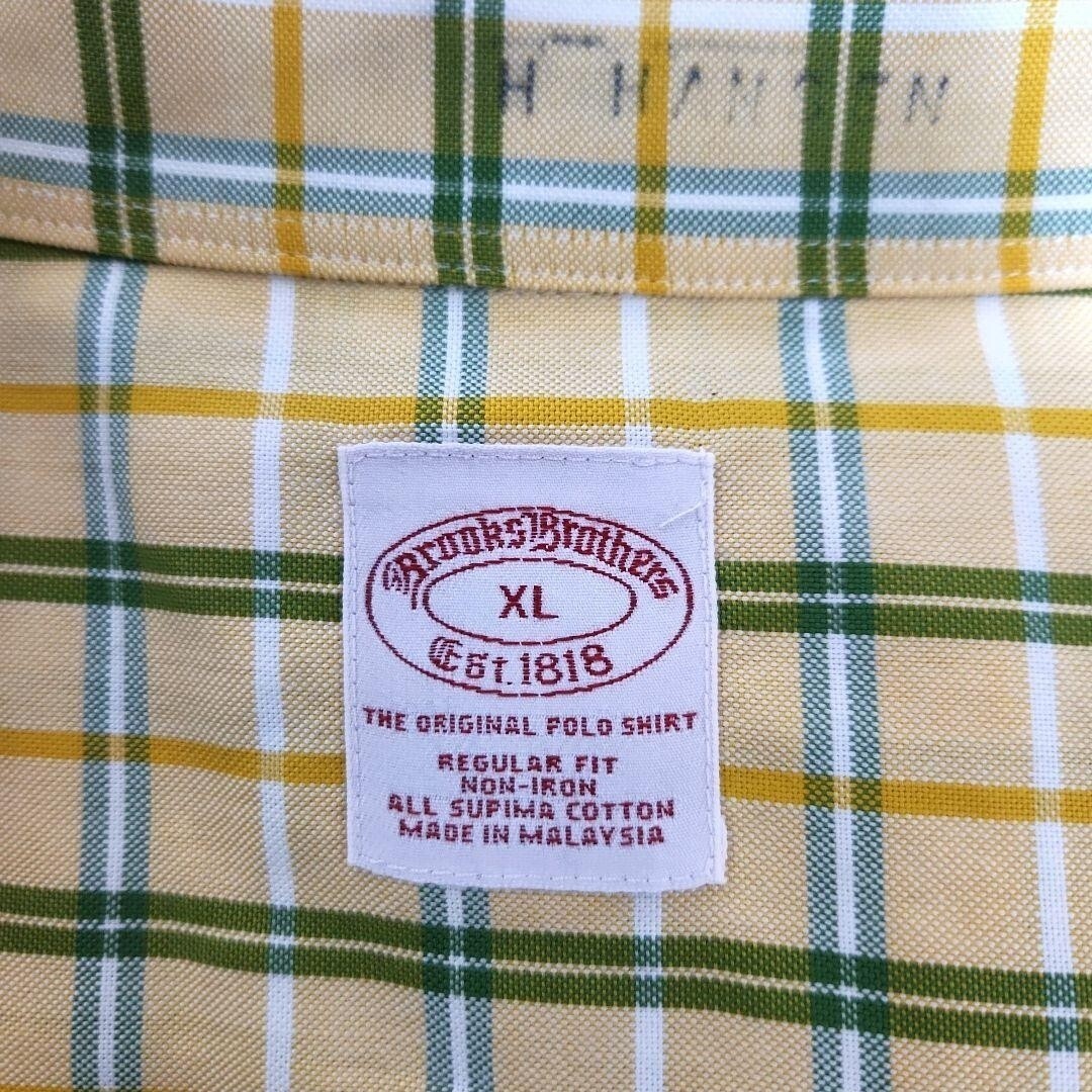 Brooks Brothers メンズ XLサイズ 長袖シャツ チェック柄 刺繍_画像3