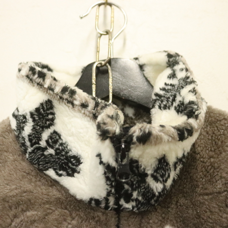 t158 90sビンテージ MAZMANIA USA制 レディース ボアベスト■1990年代制 表記Mサイズ ベージュ アニマル ノルディック マズマニア 80s