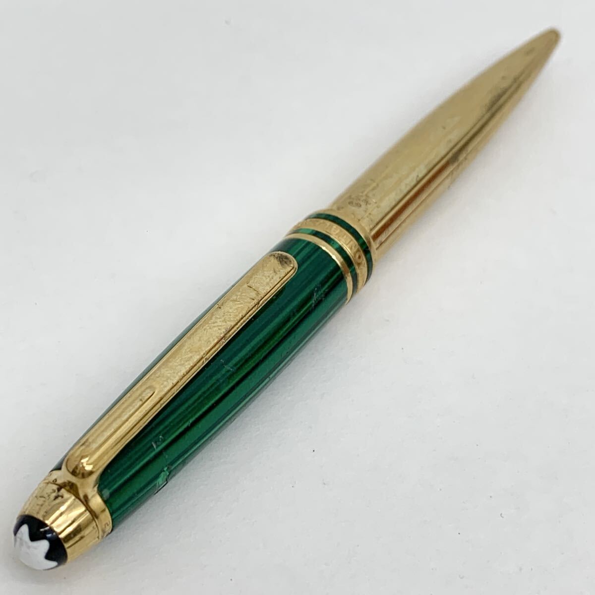 1円~! MONTBLANC モンブラン 筆記確認(rèn)済み ボールペン 925 ソリテール マイスターシュテュック ニコライ1世 グリーン x ゴールド ペン