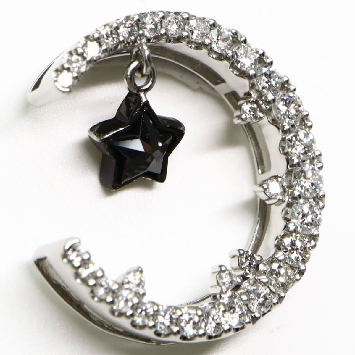 Pt900!!0.22/0.39ct!!■天然ダイヤモンド/天然ブラックダイヤモンドペンダントトップ■O 約3.0g diamond jewelry ネックレス EB8/EB9 U435