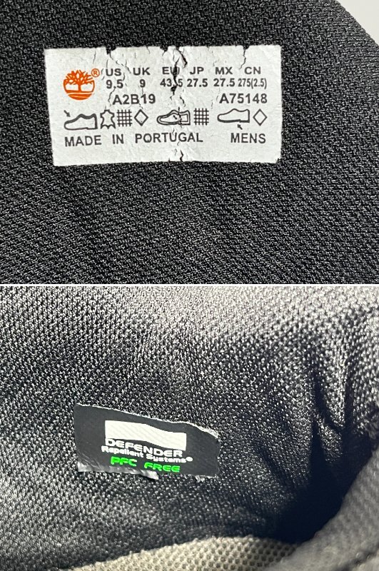 ▽TIMBERLAND 27.5cm ティンバーランド 9.5 A2B19 LOW BLACK SUEDE 中古▽013631