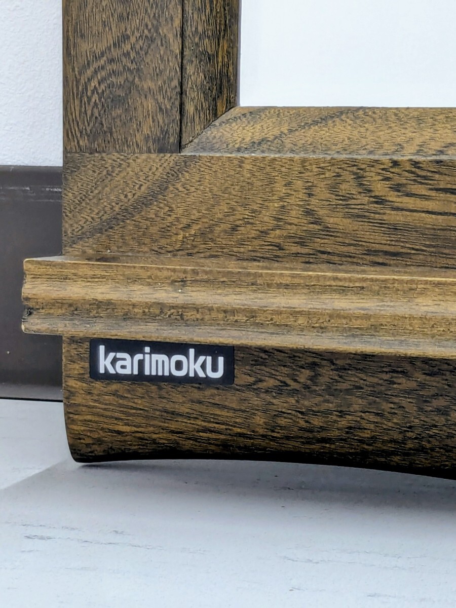 カリモク ウォールミラー 姿見 壁掛け 吊り下げ 天然木フレーム トレー付き karimoku_画像5