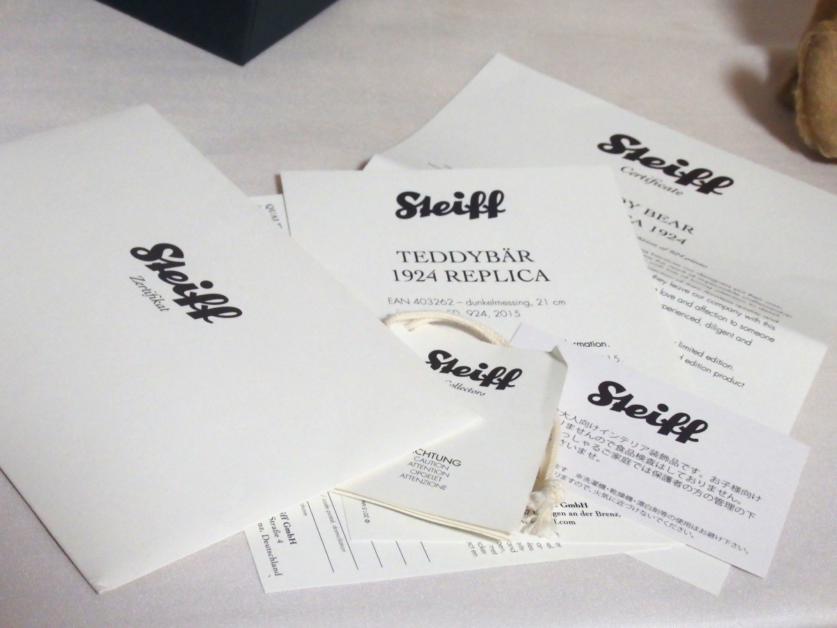 steiffシュタイフ/ 2015年924體限定「レプリカ 1924?テディベア」/ 復(fù)刻FFボタン