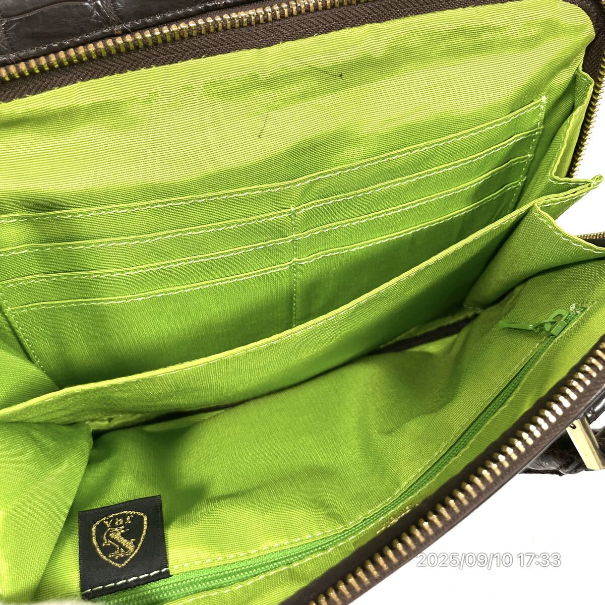 カルロスファルチ CROCODAIL クロコダイル JRA マットクロコ ブラウンカラー ワニ革 エキゾチックレザー バンドバッグ かばん 鞄_画像6