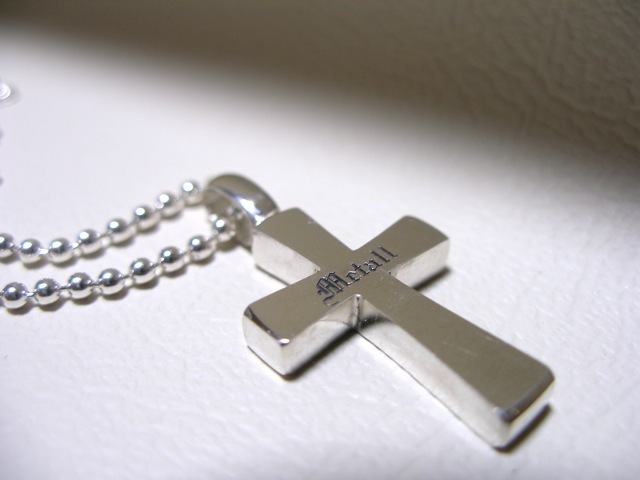 仁尾彫金『文字彫りフラットシルバークロス』ハンドメイド427