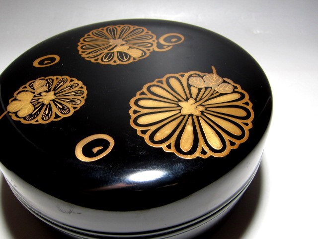 時代 菊蒔絵喰籠 裏千家十一代 玄々斎花押・十四代 淡々斎追書 m866_画像5