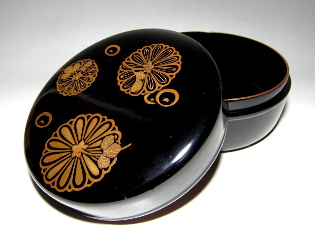 時代 菊蒔絵喰籠 裏千家十一代 玄々斎花押・十四代 淡々斎追書 m866_画像3