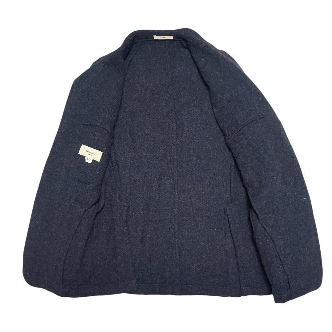 BOGLIOLI ボリオリ ツイードジャケット COAT 50 XL ネイビー 紺 アンコンジャケット テーラードジャケット_画像4